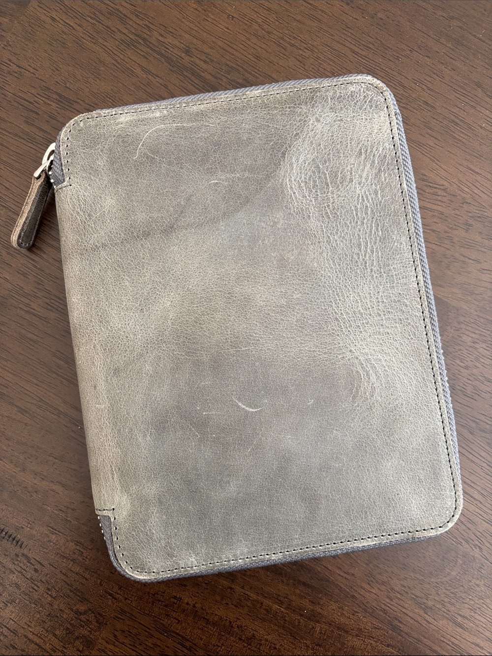 Galen B6 Leather Zipped B6 Planner Notebook Folio Cover Case Smoky Grey